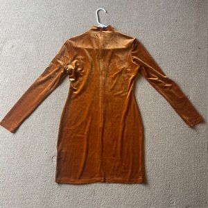 Fitted dress/ mid-length, burnt orange, velvet